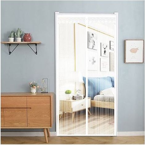 TAISHENGDA - Magnetischer Türvorhang Moskitonetz, Anti-Mücken, Fenster-Moskitonetze für Balkontüren, automatisch magnetisch (80 x 210 cm, Weiß) (1/5)