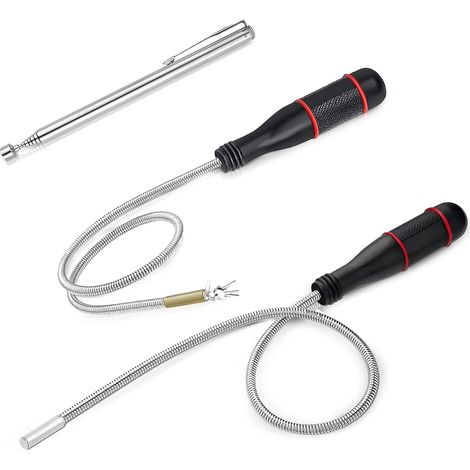 Set di 3 magneti telescopici, strumento di raccolta magnetico flessibile, magneti telescopici per raccogliere piccole parti, oggetti metallici e componenti per auto. (1/5)