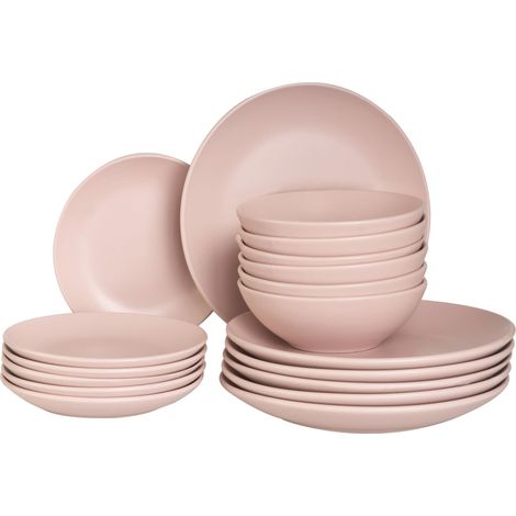 Tafelservice 18-teilig VIVANI Steinzeug Rosa