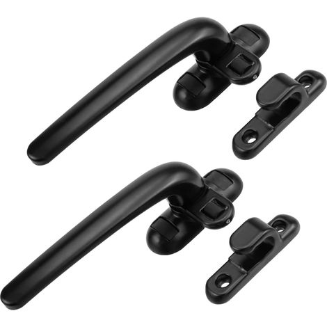 Lot de 2 poignées de verrouillage pour fenêtre à battant, ouverture à gauche, avec base décalée, poignée de verrouillage de fenêtre (noire) (1/3)