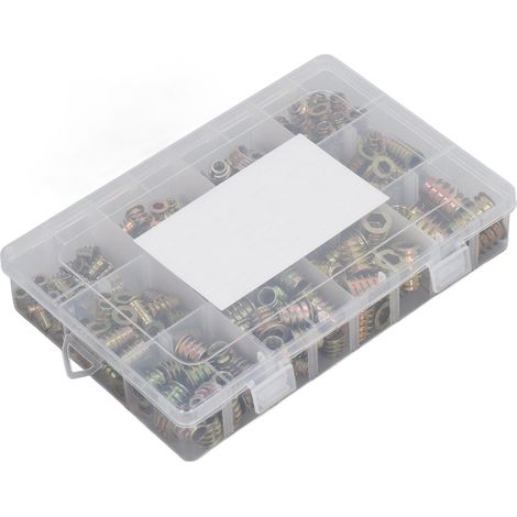 Lot de 265 inserts filetés en alliage de zinc pour meuble bois de pin contreplaqué M4 M5 M6 M8 M10 (1/5)