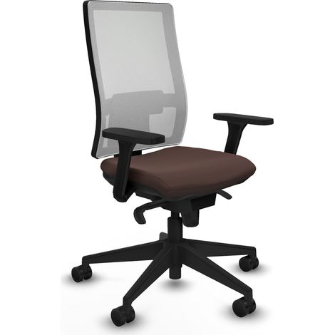 Horna sincro malla blanca similpiel marrón oscuro brazos 3D base piramidal ruedas 65mm nailon (1/5)