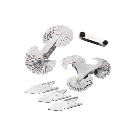 Lot de 3 jauges de filetage – 52 pièces métrique + 51 impériale + centre – Calibre à pas 55° pour boulons et tuyauterie (1/5)