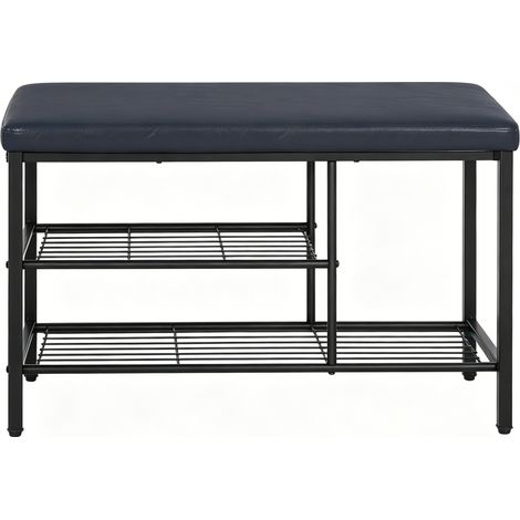 Panca portascarpe con seduta imbottita 80 x 30 x 50 cm in similpelle e metallo nera MODENUIT (1/5)