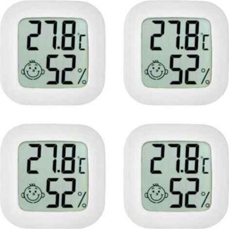 Set of 4 Room Thermometers, Mini Thermometer, Hygrometer, High-Precision Temperature Hygrometer with Comfort Air Icon for Kitchen, Baby Room, Greenhouse, Warehouse, Office (1/5)