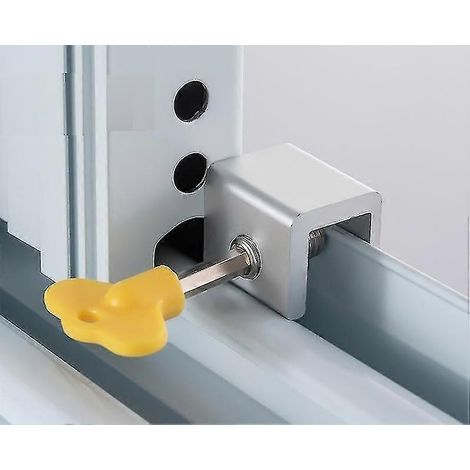 Lot de 4 verrous de sécurité réglables pour portes coulissantes avec clé, en aluminium.