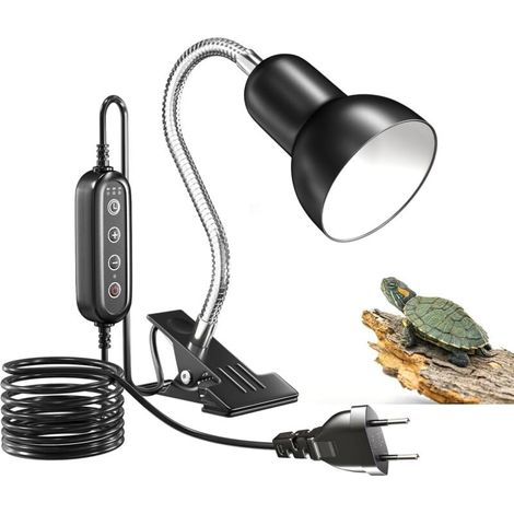 Lampe Chauffante Tortue,E27 Lampe Chauffante Terrarium avec Temporisation et Contrle de la Temprature,Lampe Chauffante Tortue avec Clip pour Tortue,Sans ampoule (1/5)