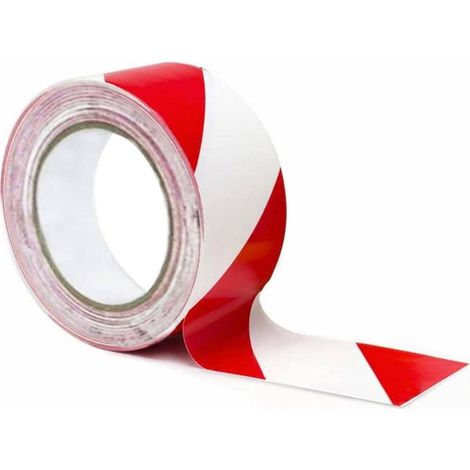 Trade Shop - SICHERHEITSWARNBAND 50 MT ROLLE MARKIERUNGEN ROUTE WEISS ROT - (1/3)