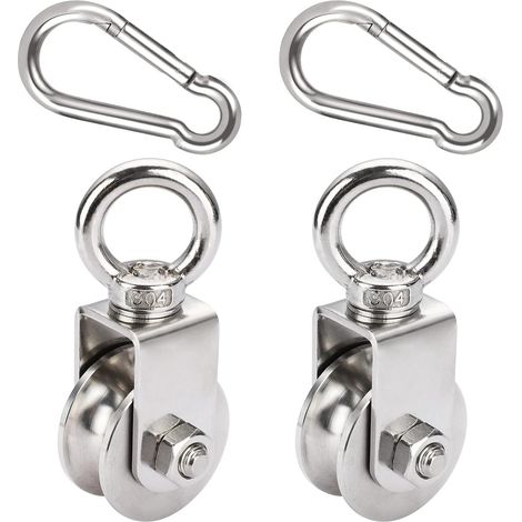 Poulie Câble Acier Inoxydable 48mm - Lot de 2 - Charge 500kg - Rotation 360° - Pour Levage et Fitness (1/5)