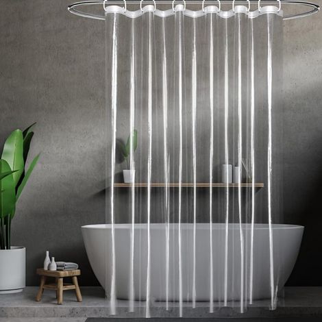 Rideau de Douche Transparent Anti-Moisissure et Imperméable, Rideau Douche Transparentpour,avec Œillets Métalliques et 12 Crochets- 180 X 200cm (1/5)