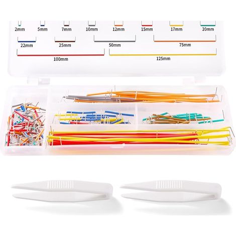 140 Pièces Forme de U Breadboard Jumper Câble, Fils de Cavalier de Planche à Pain, Câble Jumper sans Soudure, Câble Bread Board Fil, avec 2 Pince à Épiler, pour Bouclier DIY, Breadboard (1/5)