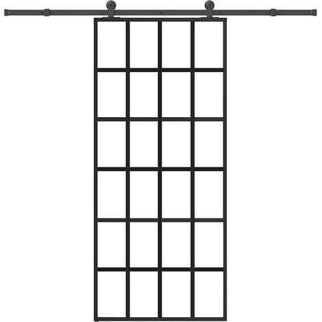 Schiebetür mit Beschlag 90x205 cm ESG-Glas & Aluminium vidaXL (1/5)