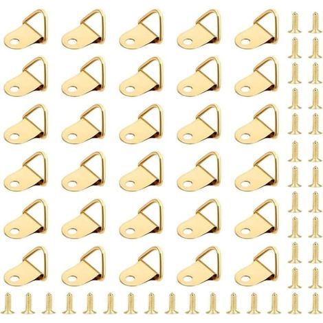 50 Bilderrahmenhaken – Dreieckige Ringe mit 50 Schrauben – Geeignet für Bilderrahmen und Möbeldekoration