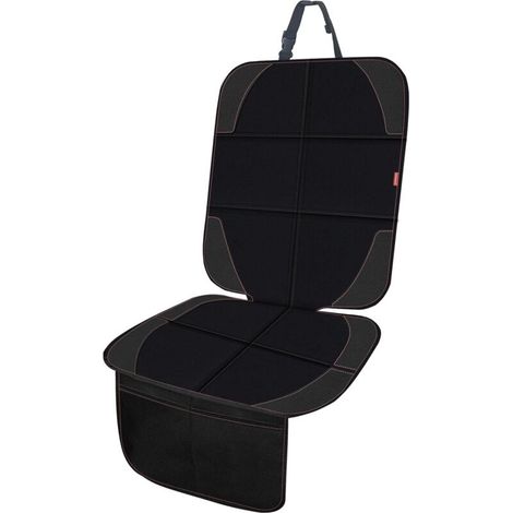 set di protezioni per seggiolini auto per bambini, in pelle impermeabile, con fondo antiscivolo, ampie tasche a rete, in pelle e tessuto, per SUV, berlina, bagagliaio (1/3)