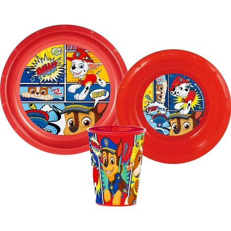 Juego de vajilla de PAW PATROL: plato, tazón y taza, libre de BPA.