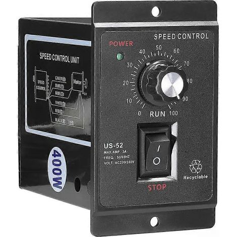 US-52 400W AC 220V 90-1400 U/min 50Hz 90-1700 U/min 60Hz Drehzahlregler mit Filterkondensator (1/4)
