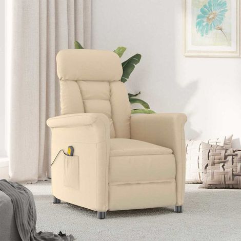Maison Exclusive - Sedia da massaggio Crema 96.5 x 70.5 x 95 cm Microfibra