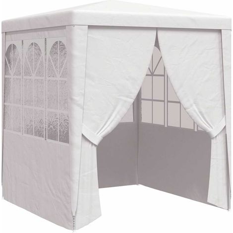 Tente de réception Tonnelle de réception Barnum avec parois latérales 2,5x2,5m Blanc 90 g/m² 72316 (1/5)