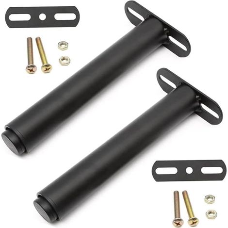 Pieds de meubles, cadre de lit, pieds de lit, pieds de lit en métal, pieds de meubles en métal, pieds de support réglables en hauteur, 18 cm à 33 cm (noir)