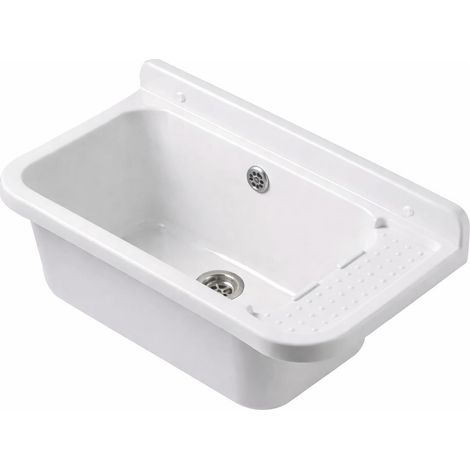 Evier  Poste d’eau en polypropylène blanc  Robuste  Intérieur et extérieur  60 cm