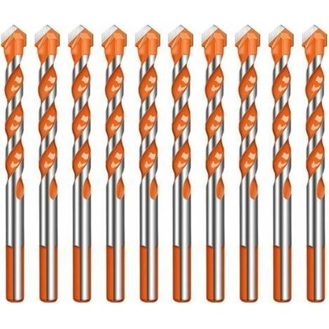 Lot de 10 Ultimate Drill bits Twist Drill Head Wall Ceramic Glass Punching Hole Working Set 6mm (1/5)