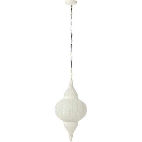Suspension blanche en métal design oriental pour salon élégant - Blanc oriental ajouré (1/4)