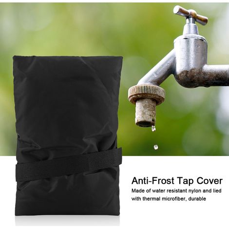 Housse de protection antigel pour robinet extérieur noir, manchon isolant hiver, protège-vanne contre le gel, housse de robinet robuste avec fermeture, 1 pièce. (1/5)