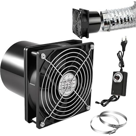 Extracteur d'Air 100mm, 6000RPM Ventilation Extracteur Dair avec Régulateur de Vitesse, 12 V Extracteur d'air Ventilateur Tube avec Grille de Protection, pour Cuisines Salles de Bain Sous-sol (1/5)