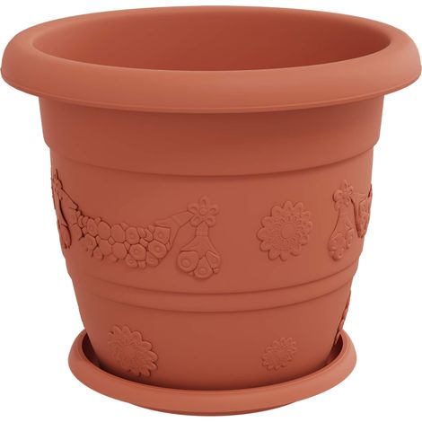 Plant Pots 24 pcs Brick Red Ø 30 x 25 cm Plastic vidaXL