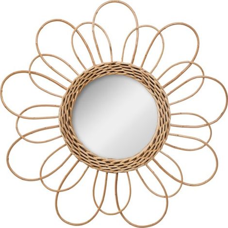 Miroir mural - fleur - rotin - D38 cm - miroir bohème (1/3)