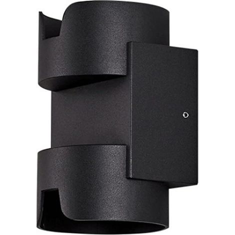 Appliques Murales en Aluminium Lampe Murale Extérieure Moderne Haut Et Bas Éclairage Rond Lampe Murale Noire pour Balcon Porche Couloir [Classe D'efficacité Énergétique A +] (1/5)