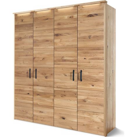 Armadio in legno di Quercia selvatica 195x60x219 Oliato naturale HALMSTAD 101