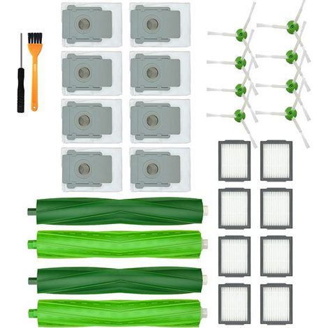 Ein Satz Kunststoffteile, wie im Bild dargestellt, ist für die iRobot Roomba Modelle i7, i7+, i3, i3+, i4, i4+ und i6 geeignet.