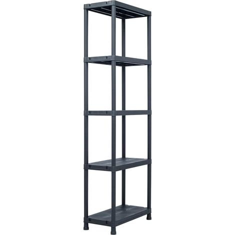 Toomax Universal 63-5 Scaffale salvaspazio a 5 ripiani in plastica resistente nera 60x30x180h cm, struttura componibile da garage, cucina o esterno, ideale per organizzare attrezzi e utensili