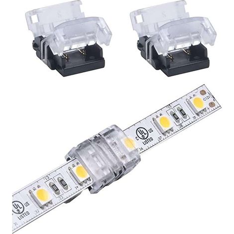2x Connecteur coupleur rapide de bandes LED monochromes 8mm sans soudure Borne Câble Lumière Adaptateur Bande lumineuse Pratique Ruban Hippo