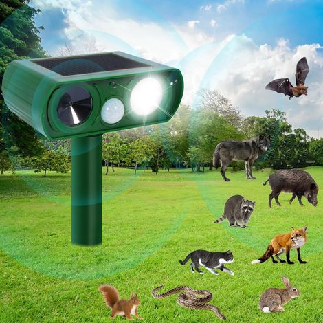 Ultrasonic Outdoor Cat Repellent, Cat Repellent with Motion Sensor and LED Light for Garden, Waterproof Animal Repellent for Cat, Dog, Squirrel, Fox (510B) (1/5)