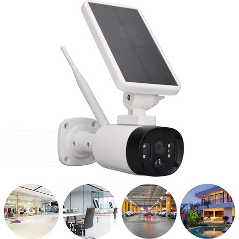 Système de vidéosurveillance extérieur étanche, sans fil, à faible consommation d'énergie, alimenté à l'énergie solaire, avec batterie intégrée et caméra haute définition. (1/5)