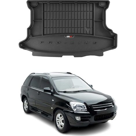 Tapis de Coffre 3D TPE Premium Compatible avec Kia Sportage II 2004-2010 - Bac de Protection de Coffre Intérieur antidérapant Revêtement de Coffre Bords Hauts pour Voiture Noir