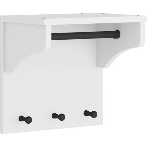 Porte-manteau mural SANDNES, blanc, 43 x 30 x 42 cm, en pin massif (1/5)
