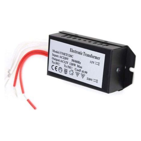 Transformateur Électronique 220V à 12V 10A 120W, Alimentation Stable pour Lampes Halogènes, Convertisseur de Tension Compact et Efficace