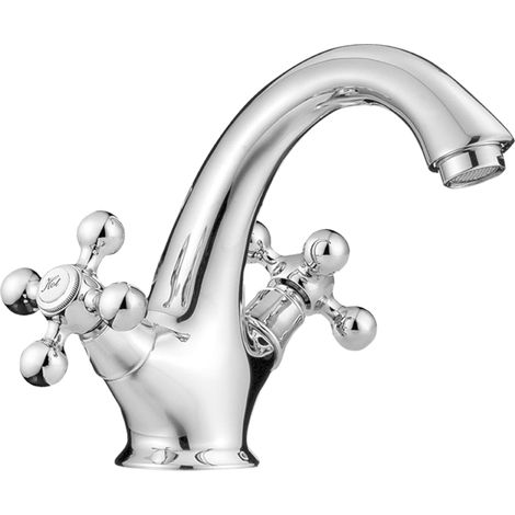 Robinet de lavabo sur pied avec bouchon pour lavabo rétro chromé Stilo (1/4)