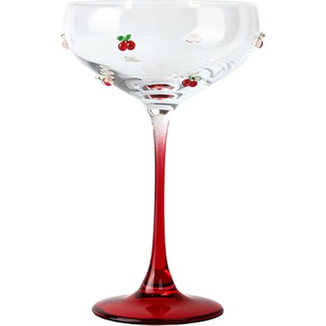 Lot de 4 coupes à champagne 27cl en verre, CERISE (1/2)