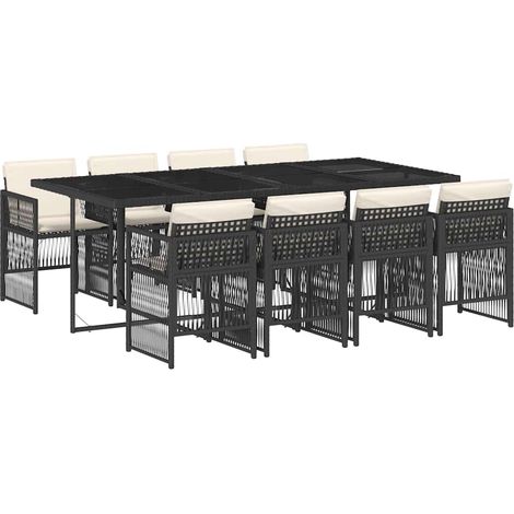 Maison Exclusive - Set de comedor de jardín 9 pzas y cojines ratá (1/5)