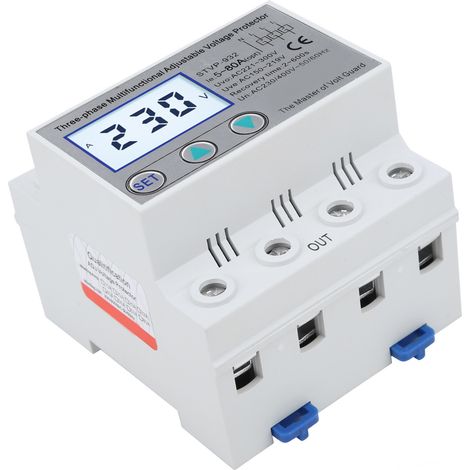 Protecteur de tension réglable triphasé LCD multifonctionnel à réarmement automatique STVP-932 230 V 400 V CA (63 A) (1/5)