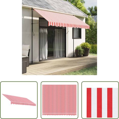 Remplacement de store - Tissu de remplacement pour auvent rayures rouges et blanches (1/5)