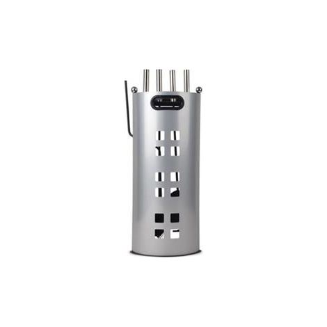 Destockoutils – Serviteur de cheminée argent 52 cm – Lot de 4 accessoires – Pelle, pince, balai, tisonnier – Design moderne et élégant (1/2)