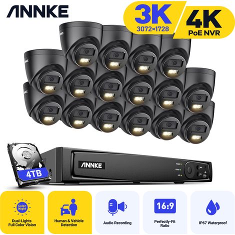 ANNKE 16× Dome Cameras 16CH 4K Super HD POE CCTV Camera System Network Video Recorder,3K Security Camera System Outdoor Waterproof Camera Kit- 4TB HDD (1/4)