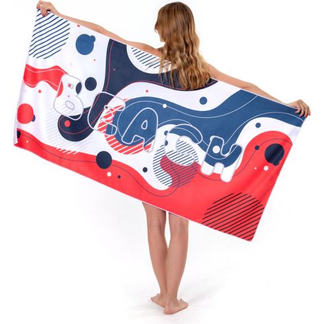 Serviette De Plage En Microfibre Double Éponge Imprimée - Absorbante Et Séchage Rapide - Pour Plage Piscine Et Bain - 80 X 160 Cm (1/5)