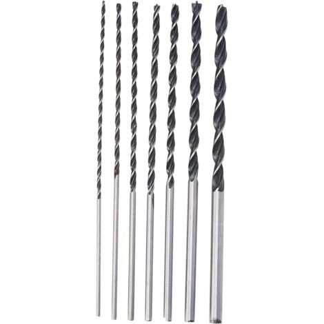 Forets Extra longs 7 pièces 4MM 5MM 6MM 7MM 8MM 10MM 12MM X 300MM forets à bois, 1V, argent