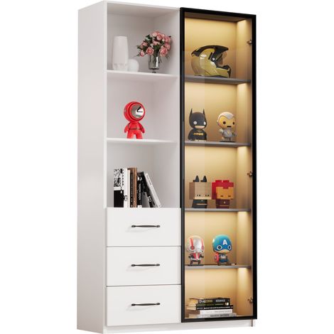 CHICFURN Vetrina LED 80 x 40 x 160 cm bianca in pannelli truciolari, per piccoli spazi (1/5)